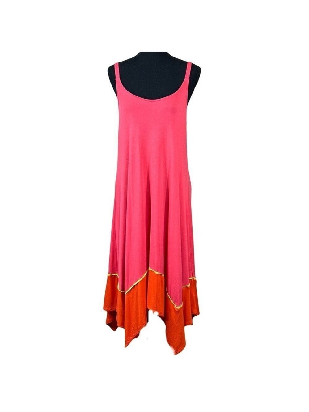 Torrid Super Soft Pink Orange Hanky Hem Jersey Midi Sundress Dress Size L